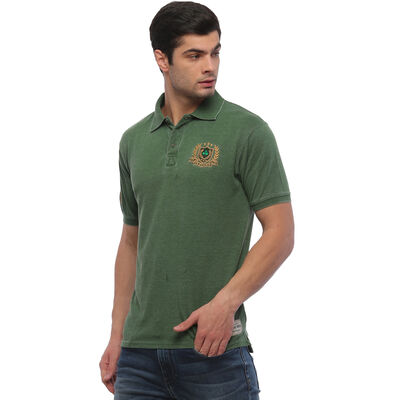 Green Ireland Polo Shirt With Ireland Shamrock Crest And Burnout Style